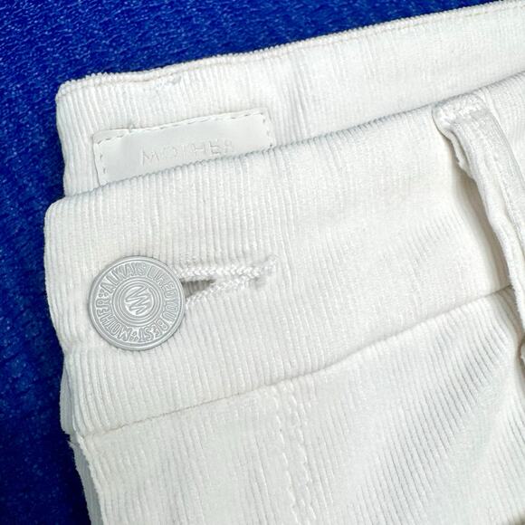 MOTHER The Patch Pocket Roller Skimp Corduroy Flare Jeans Sz 29 Chalk Ivory $248 - Picture 7 of 16